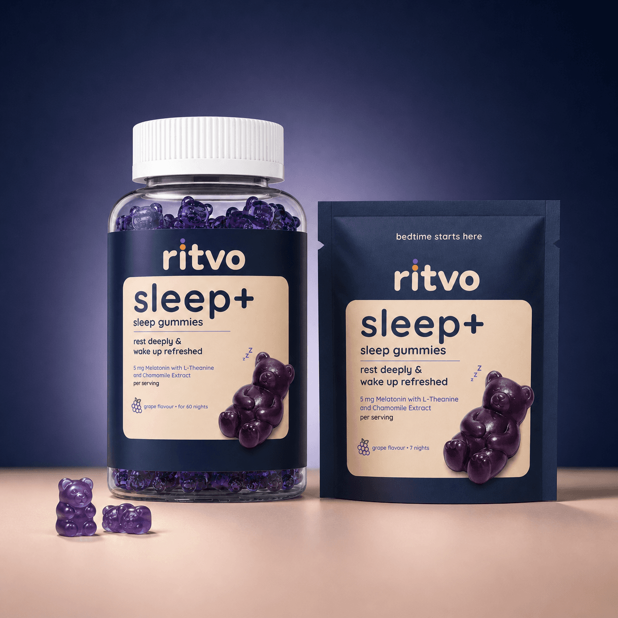 Ritvo sleep+ bottle and seven-night pouch